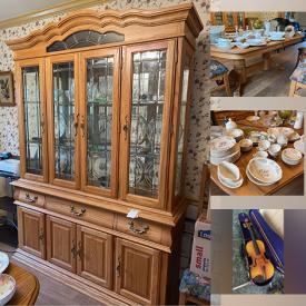 MaxSold Auction: This online auction features furniture such as a bedframe, dressers, shelf, desk, dresser, table, chairs, La-Z-Boy recliner, chest and others, AC filters, lamps, clocks, kitchenware, small kitchen appliances, Pfaltzgraff, erector set, crocks, Waterford, violins, Blue Danube dinnerware, planters, ladders, storage bins, skis and ski equipment, Star Wars figurines, TV, standing hanging rack, printer and much more!