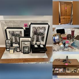 MaxSold Auction: This online auction features a Pulaski bureau, massage table, picture frames, kitchenware, barware, small kitchen appliances, seasonal decor, yard tools, plastic shed, gardening supplies, tarps, painting supplies, yard tools, drywall tools, tiling tools and much more!