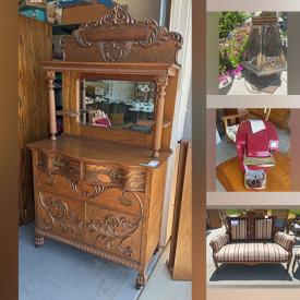 MaxSold Auction: This online auction features roll top desk, vintage bar, antique Eastlake Victorian loveseat, barrister bookcase, display plates, jewelry, watches, Aero bed, G Harvey original paintings and much more!