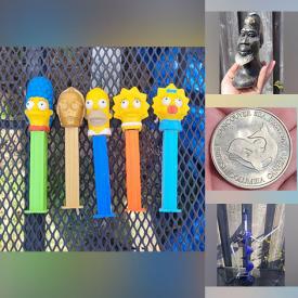 MaxSold Auction: This online auction features coins, Yugioh & Pokemon cards, PEZ dispensers, toys, collector spoons, soapstone carving, fishing gear, vintage tools, costume jewelry, art pottery, art glass, sad iron and much more!