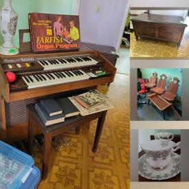 MaxSold Auction: This online auction features fine china, Orana electric organ, furniture such as upholstered chairs, sofa, and dressers, lamps, home decor, glassware, cedar chest, camping gear, power tools, and much more!