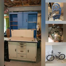 MaxSold Auction: This online auction features vintage Hosier-style cabinet, yarn, exercise equipment, dollhouse, ping-pong table, vintage tools, chest freezer, stamps, vintage desktop computer, pipes & stand, power & hand tools, bicycle and much more!