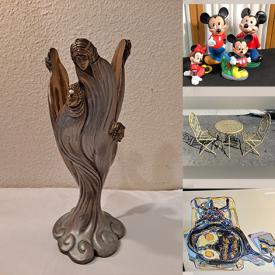 MaxSold Auction: This online auction features vintage rings, Disney collectibles, art pottery, wood carving, board game, trinket boxes, sports collectibles, costume jewelry, watches, art glass, musical instruments, stained glass panel, clay planters, patio furniture and much more!