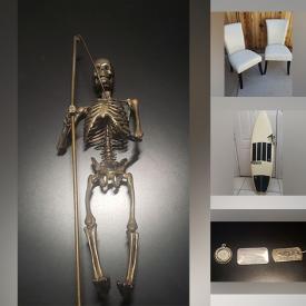 MaxSold Auction: This online auction features David W. Dempsey skeleton sculptures, bar mirrors, leather dining room chairs & barstools, comics, antique sewing machine, vintage typewriters, vinyl records, pipes & stand, fishing gear and much more!