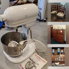 MaxSold Auction: This online auction features collector plates, fine china, sterling silver jewelry, furniture such as folding chairs, bookcases, dining table, armchairs, office desk, and dresser with mirror, holiday decor, kitchenware, lamps, LPs, Dell computer, 40” Samsung TV, gardening supplies and much more!