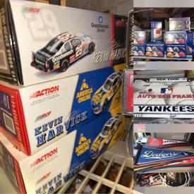 MaxSold Auction: This online auction features NASCAR collectibles such as car flags, shifters and ball caps, MLB, NBA and NHL collectibles such as mini helmets, car flag, license plate frames, magnets, banners, and much more!