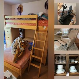 MaxSold Auction: This online auction features Waterford, Limoges, furniture such as curio cabinet, drop leaf coffee table, sofas, wood table with chairs, king side bed and dressers, exercise equipment, lamps, DVDs, CDs, small kitchen appliances, power tools and much more!