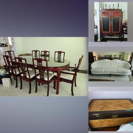 MaxSold Auction: This online auction includes furniture such as antique Chinese cabinet, French Victorian sofa, tables, Asian chests, porch swing, outdoor bench, bedframe, dressers, tables, chairs, sofa, curio cabinet, nesting tables and others, Toute pressure washer, stepladder, workbench, gardening supplies, Ryobi tools, bike accessories, kitchenware, small kitchen appliances, decor, vases, silverplate, pop-up gazebo, electronics, rugs, wall art, seasonal decor, stone carvings, lamps, books, toys, luggage, clothing, accessories, Vietnamese puppets and many more!
