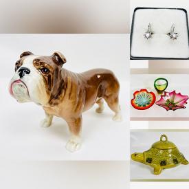 MaxSold Auction: This online auction features gold & diamond earrings, vintage Swarovski candle holder, vintage pottery, vintage Lladro, art glass, vintage beer steins, soapstone carving, art pottery, vintage perfume bottle, estate jewelry, vintage lighters and much more!