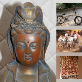 MaxSold Auction: This online auction features folding bike, art glass, vintage chest, designer rings, Persian carpet, comics, coins, banknotes, humidor, vintage marbles, Sanniya mask, framed copper art, soapstone carvings, security camera, vintage Imari-style vases, Chinese snuff bottle, collectible teapots, vintage brass collection, Mudman statues and much more!