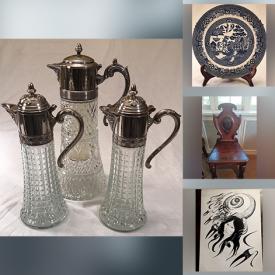 MaxSold Auction: This online auction features blue & white china, silver plate pieces, decorative plates, art pottery, novelty teapots, barware, insulators, vintage bottles, oil lamps, vinyl records, antique standing mirror, coins, banknotes, antique books, pewter steins, patio heater and much more!