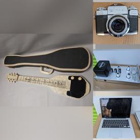 MaxSold Auction: This online auction features vintage steel guitar, vintage cameras & accessories, Macbooks,  iPads, DVDs, I/O interface, media storage system, speakers, channel mixer, DVD players, stage lighting, small kitchen appliances, ukelele, studio amp, vinyl records and much more!