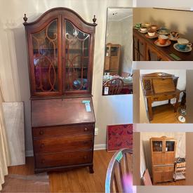 MaxSold Auction: This online auction features furniture such as a secretary, patio chairs, loungers, office desk, chairs, cabinets, shelving units, dresser, corner stand, dining table set, armchair, wood desk and others, mirror, watercolor and other wall art, teacups and saucers, pillows, linens, cases, needlepoint, cutlery, Portmeirion, Minton china, violin, kitchenware, small kitchen appliances, luggage, original art, bird cage, bicycle, travel souvenirs and much more!