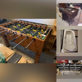 MaxSold Auction: This online auction includes furniture such as a dresser, bookcase, tables, patio furniture, foosball table, Inversion table, office chair, shelving units and others, kitchenware, small kitchen appliances, seasonal decor, power tools, hand tools, hardware, ladder, road bike, space heaters, vacuum cleaner, Weber BBQ grill, yard tools, garden supplies, Spartan bath tub, records, decor, electronics, sports equipment, silverplate, aquarium and many many more!