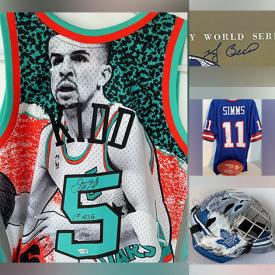MaxSold Auction: This online auction includes signed first edition books, modern art glass, signed sports memorabilia including Tom Brady, Phil Simms, Cristiano Ronaldo, Ed Belfour, Reggie Jackson, Lionel Messi, Nolan Ryan, Joe DiMaggio and more, vintage Andy Warhol memorabilia, original movie scripts, DVDs, NIB Apple iPad keyboard, and much more!