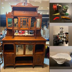 MaxSold Auction: This online auction features antique Scottish sideboard, DVDs, vintage toaster, stereo components, vintage fishing gear, toy sewing machine, games, toys, Star Wars collectibles, security cameras, karaoke laser discs, sports action figures, puzzles, studio pottery, Moorcraft,  commemorative coins, milk glass, sports clothing and much more!