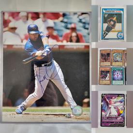 MaxSold Auction: This online auction features sports trading cards, Yu-gi-oh cards, World of Warcraft cards, Super Hero trading cards, Wing Commander cards, Star Trek mini cards, Pokemon cards, Star Wars cards, Marvel comics book, replica rings, vinyl records and much more!