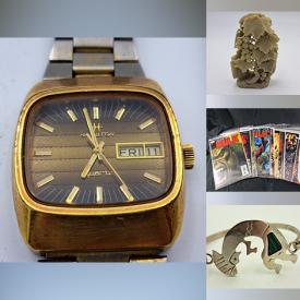 MaxSold Auction: This online auction includes men’s and women’s watches, sterling silver jewelry, DC and Marvel comics, dishware, Nintendo 64 with games, vintage glassware, vintage toys, porcelain ware, DVDs, home decor and more!