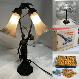 MaxSold Auction: This online auction features Fenton glass, Disney collectibles, sports collectibles, tulip lamp, Tiffany-style lamp, cuckoo clock, stamps, vintage Bauer pottery, vintage fishing lures, vintage toys, beer steins, Lladro Figurine, vinyl records, wind chimes, live plants, patio chairs and much more!