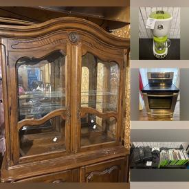 MaxSold Auction: This online auction features furniture such as Ethan Allen hutch, TV stand, and glass patio table with chairs, vinyl records, small kitchen appliances, DVDs, LG convection oven, Xbox 360 with games, children’s toys and much more!