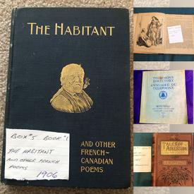 MaxSold Auction: This online auction features antique and vintage books such as Letters from the Front, poetry, fairy tales, bibles, Canada the Foundation and much more!