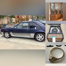 MaxSold Auction: This online auction includes a 1982 Porsche, Mustang GT, furniture such as a curio cabinet, Midcentury china cabinet, dresser, dining table set and others, Saab Sonnet III engine,  jewelry, china, Hummel figures, decor, beer steins, Rosenthal stemware, Hummel ornaments, Beanie Babies, coins, Padres bobbleheads, statues, Lenox china, silverplate, records, tools, mugs, clothing, vintage typewriter, Wescor phonograph and much more!
