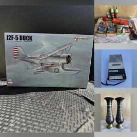 MaxSold Auction: This online Auction features a Bike Repair Materials Lot, a Gravy Boat, Solid Brass Candle Holders, a Vintage Gotham Push Button Wired Phone, Vintage 3 Tier Christmas Pyramid, a Cable Modem, Plane Model Kits and much more!