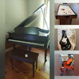 MaxSold Auction: This online auction features baby grand piano, air hockey table, Limoges, sterling silver,  vintage consoles such as NES and Nintendo 64, Fender electric guitar, 36” Panasonic TV, furniture such as chest of drawers, shelving units, rocking chairs, kitchen cabinets, bunk bed, oak pedestal table and wooden desks, children’s toys, portable air conditioners, lamps, windows, solid wood doors, Weber grill and much more!