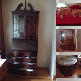 MaxSold Auction: This online auction features furniture such as a chest of drawers, wood drum table, rocking chair, china cabinet, secretary desk and others, silverware, china, vintage Polaroid camera, crystalware, Lenox figures and more!