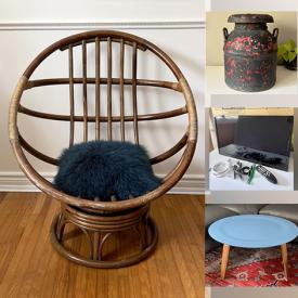 MaxSold Auction: This online auction features 24” Insignia TV, vintage DC comics, furniture such as rattan swivel chair, Herman Miller table, and shelving, Ozark tent, home decor, computer speakers, Tibetan singing bowl, garden decor and much more!