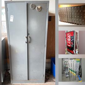 MaxSold Auction: This online auction features a Coca Cola vending machine, furniture such as lockers, rolling tool chest, tables, metal tool chest, folding tables, desk, vintage office chairs, vintage armchairs, ping-pong table and others, tent, hardware, home health aids, lighting fixtures, tires, ice melt, cleaning supplies, office supplies, electrical cords, ladders, trailer dolly, trophies, lawn tools, trash bins, hoses, fire safety gloves, chains and much more!