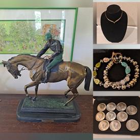 MaxSold Auction: This online auction features L. Bonhuer Bronze Statue, coins, gold jewelry, comics, brass water nozzles, tent, vintage fishing lure collection, novelty teapots, small kitchen appliances, yard tools, garden pots & art and much more!