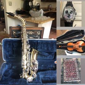 MaxSold Auction: This online auction features Lladro figurine, futon, saxophone, dollhouse, aquariums, art glass, violins, marble top buffet, oriental rugs, desks, watches, lighters, jewelry, patio furniture, girls\' clothing, leather sofa, pie safe, sports trading cards, comics and much more!