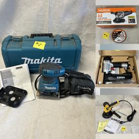 MaxSold Auction: This online auction includes new power tools such as Porter Cable finish nailer, angle grinder, Ryobi power inverter, DeWalt sander, and DeWalt jig saw kit, SKIL drill press, and more!