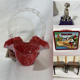 MaxSold Auction: This online auction features Fenton glass, art glass, Disney collectibles, Ironstone dishware, decanters, polished stones, games, puzzles, fishing lures, metal coin banks, vinyl records and much more!