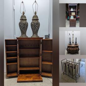 MaxSold Auction: This online auction features storage ottomans, table lamps, garment racks, wicker trunk, bookcase and much more!