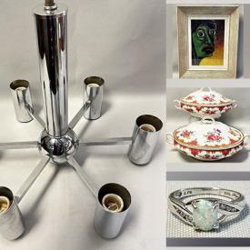 MaxSold Auction: This online auction features vintage sterling silver desk accessories, opal ring and other jewelry, collector spoons, Decoro ceramic candleholders, MCM enamel pot, MCM footed Empoli blown art glass, wood serving trays, Aynsley handpainted serving bowls, Sommerso art glass bowl, lighting fixtures, clothing, wall sconces and much more!