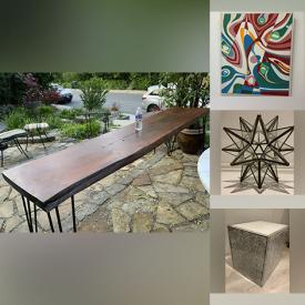 MaxSold Auction: This online auction features a live edge table, embossed copper mirror, Pyrex bowls and dishware, glass vase, Jade bonsai, cardboard stool, onyx obelisks, star lantern, MCM lamp, plexiglass side table, Rosenthal plate and much more!