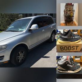 MaxSold Auction: This online auction features 2008 VW Touareg, men’s shoes such as Nike, Reebok and  Jordans, books, lamps, glassware and much more!