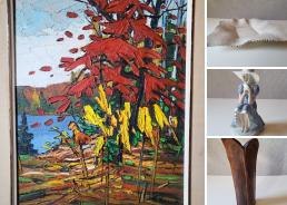 MaxSold Auction: This online auction features stained glass lamp, Lladro figurine, vintage Japanese tea set, wood carved sculpture, studio pottery, antique prints, G.E. Hollington watercolour, J.J Audubon prints, Caitlin Brubacher collages, art glass, vintage tins, framed & unframed artwork and much more!