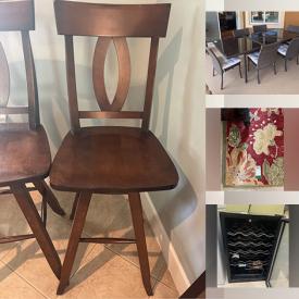 MaxSold Auction: This online auction features swivel stools, patio furniture, framed wall art, area rugs, wine refrigerator, grandfather clock, Longaberger basket, Royal Christmas plates, TVs, guitar and much more!