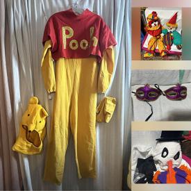 MaxSold Auction: This online auction includes wigs, capes, masks, light sabers, medieval clothes, kids and adult costumes, clown decor, Halloween decor and much more!