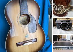 MaxSold Auction: This online auction features Mac Books, guitar, French horn, cameras & lenses, printers, amplifiers, keyboards, toys, sports shoes, vinyl records and much more!