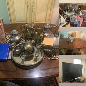 MaxSold Auction: This online auction features 40” flat screen TV, silver plated dinnerware, crystalware, furniture such as breakfast nook table, bedroom sets, china cabinets, and patio furniture, books, lamps, kitchenware, paintings and more!