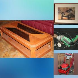 MaxSold Auction: This online auction features framed artwork, pop-up tents, oak coffee table, end tables, hand tools, power tools, footwear, Canon camera and more!