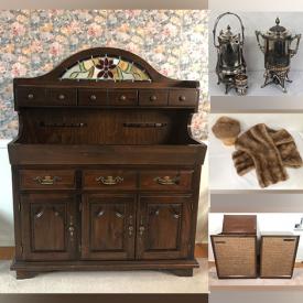 MaxSold Auction: This online auction features Kilgour hutch, vintage toaster, art glass, Corning ware, stone carvings, marble coffee table, tub chairs, vinyl records, B.Clifton Lemisle artwork, fossils, kilts, cane furniture, fitness gear, bar stools, desk, costume jewelry, golf clubs and much more!