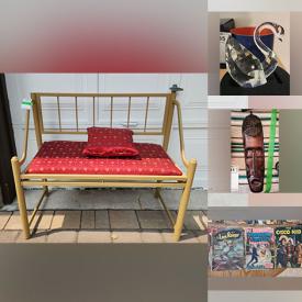 MaxSold Auction: This online auction features patio table, teak furniture, bistro chairs, leather chair, new recliner, small kitchen appliances, Swarovski art glass, studio pottery, Bangkok Thailand dolls, comics, office supplies, sofa bed, vintage toys, board games, clothing, golf balls, yarn and much more!