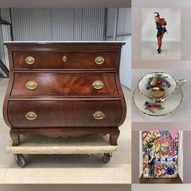 MaxSold Auction: This online auction features Eiffel chair, wardrobe, men’s outerwear, silverplate serving ware, vintage Imari Ware, teacup/saucer sets, TV, graphic novel, Limoges miniatures, flute, costume jewelry, rattan peacock chair, Banksy print, metal wall art and much more!