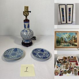 MaxSold Auction: This online auction features Chinese Porcelain, Wall art, Vintage Cookware, Vintage Oil cans, Soapstone Sculpture, Artisan pottery, Art glass, Vintage dolls, Turkish rug, The Police Vinyl album, Afghani rug, Ceramic vase, Teacups, Comic books, Costume jewelry, Vintage electric fan, Tables, Copeland English China, Howard Miller clock and much more!