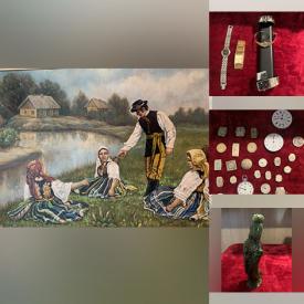 MaxSold Auction: This online auction features oil on canvas and prints, antique jade carving, jewelry. Pinocchio, Tolstoy and other books, coins and much more!